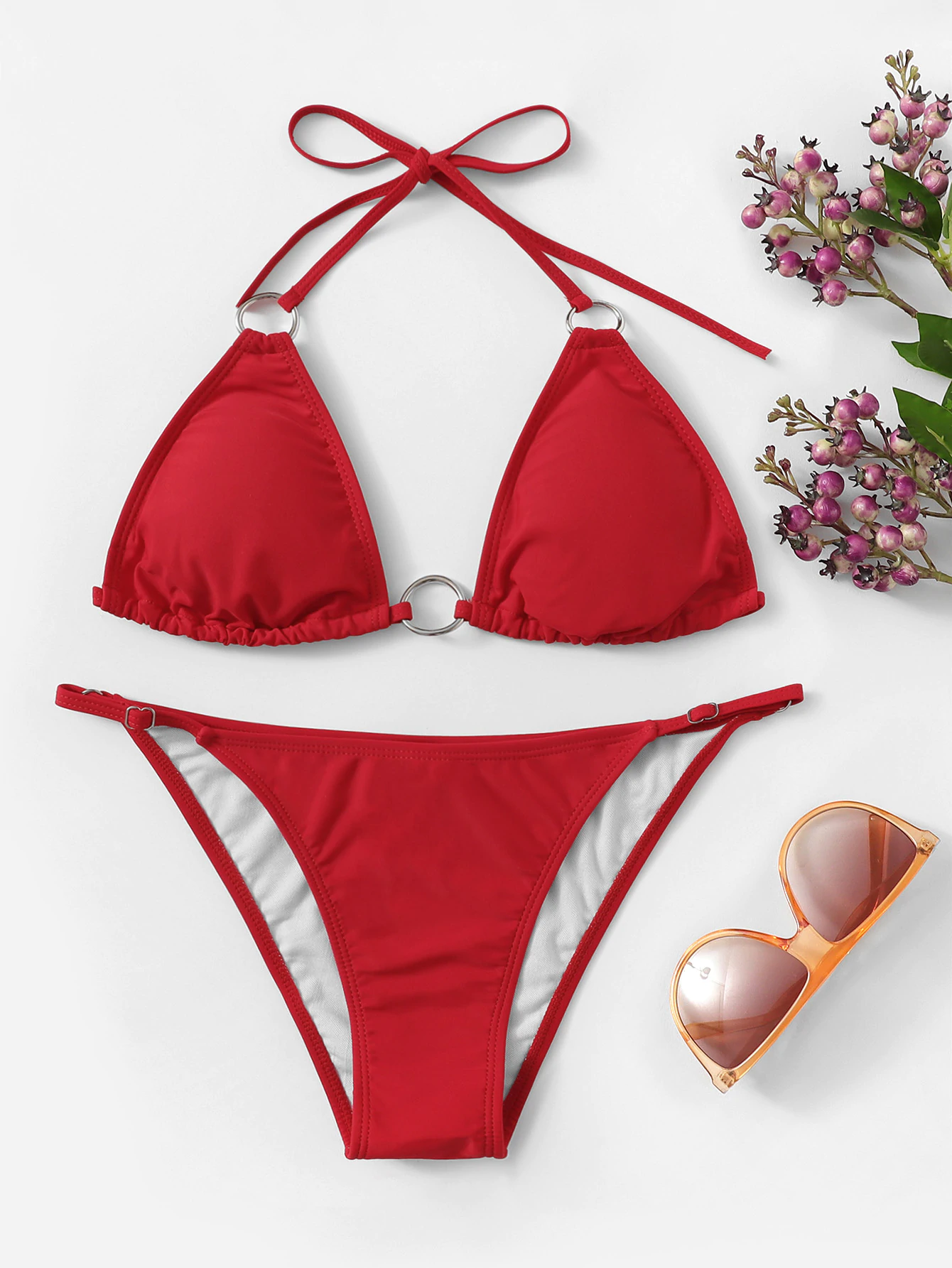 Super Purchasing for Red Bikini -
 Missadola Fashionable swimsuit with decorative rings – Yongdian