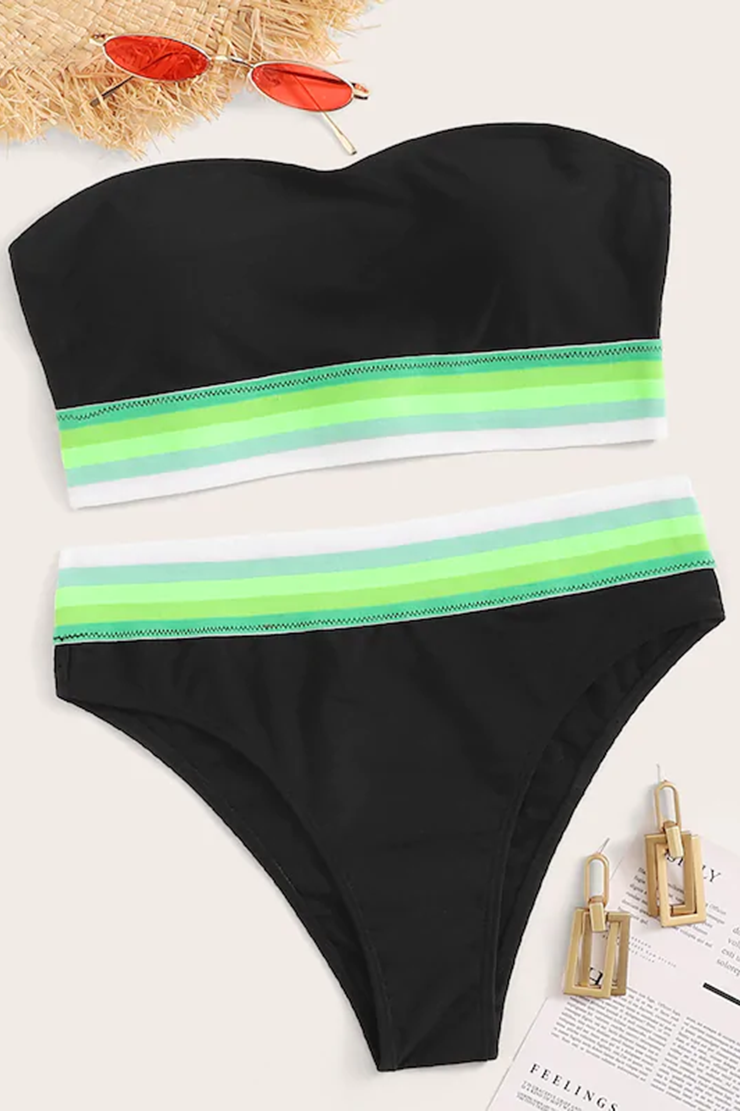 18 Years Factory Jacquard Stripe Tankini Swimwear -
 Missadola Fashion elastic tape  swimwear  – Yongdian