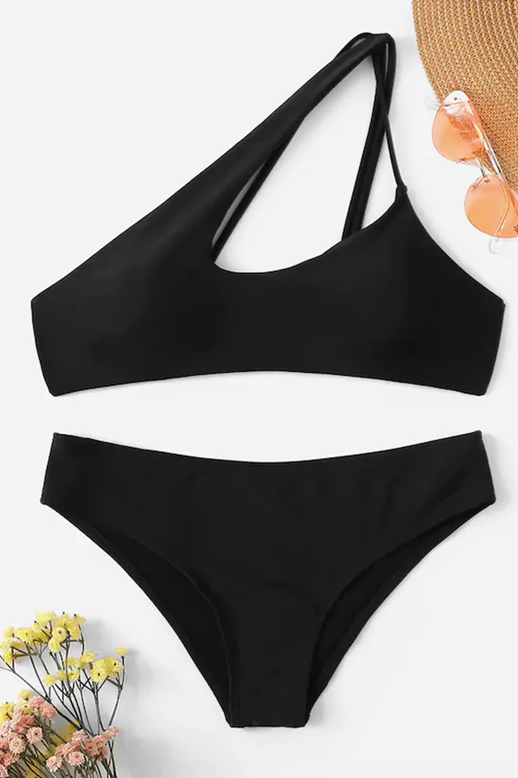 Missadola Fashion Sexy slant-shouldered fashion hollowed-out swimwear  2721